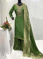 Uppda Silk Green Traditional Wear Stone Work Readymade Sharara Suit